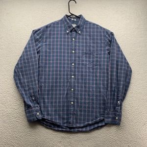 J Crew Button Up Shirt Mens Medium‎ M Tailored Fit Blue Red Check Washed Casual